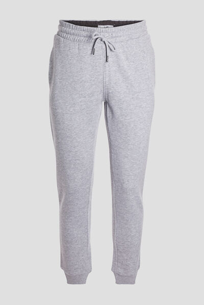 Jogging droit molleton gris homme