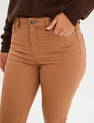 Pantalon slim marron clair femme