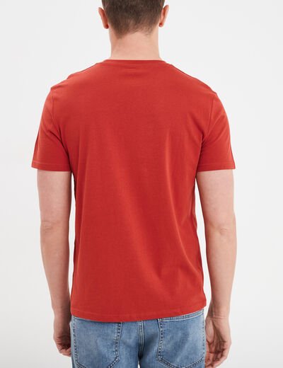 T-shirt droit en coton manches courtes rouge homme