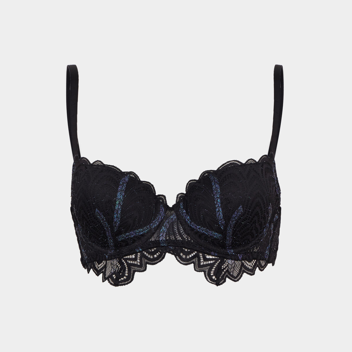 Soutien-gorge corbeille padd&eacute; dentelle noir femme