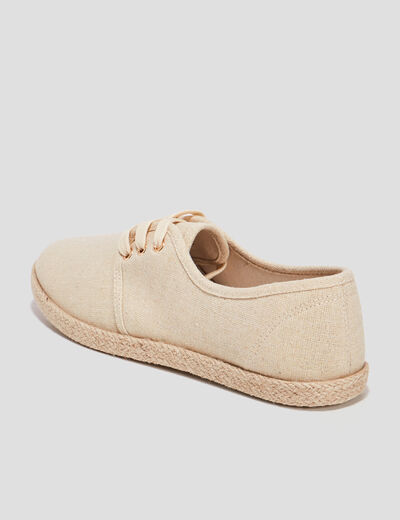 Derbies en toile à lacets jaune or femme