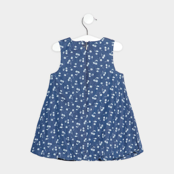 Robe patineuse coton aspect jean bleu bébé fille