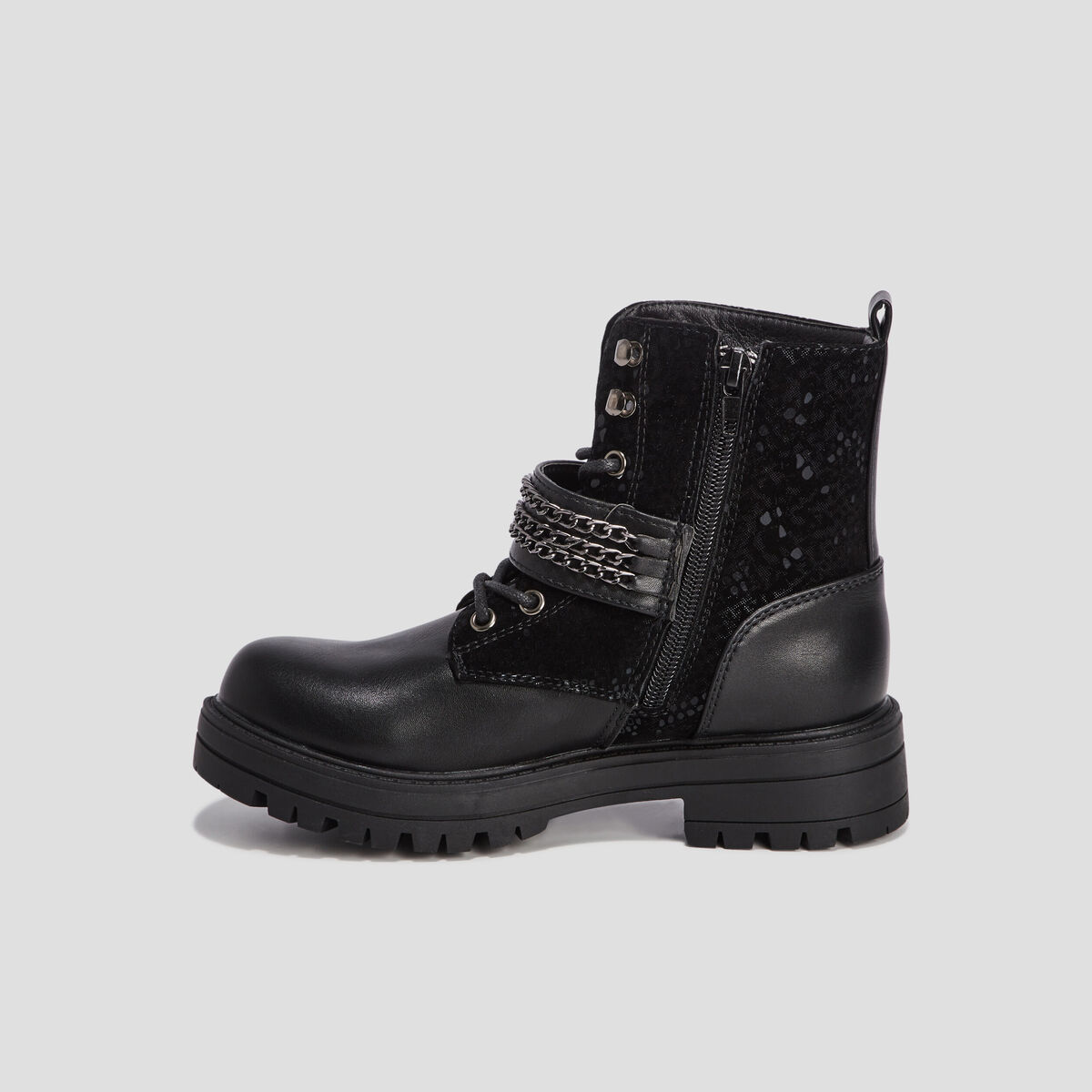 Bottines avec chaînes noir fille