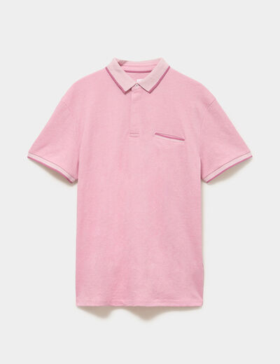 Polo manches courtes coupe droite rose clair homme