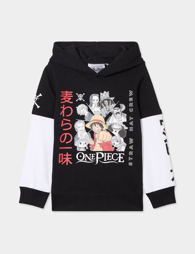 Sweat à capuche hoodie One Piece noir garçon