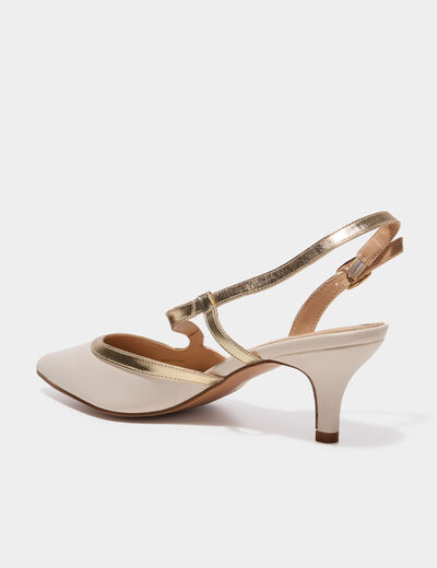 Escarpins &agrave; brides asym&eacute;triques ivoire femme