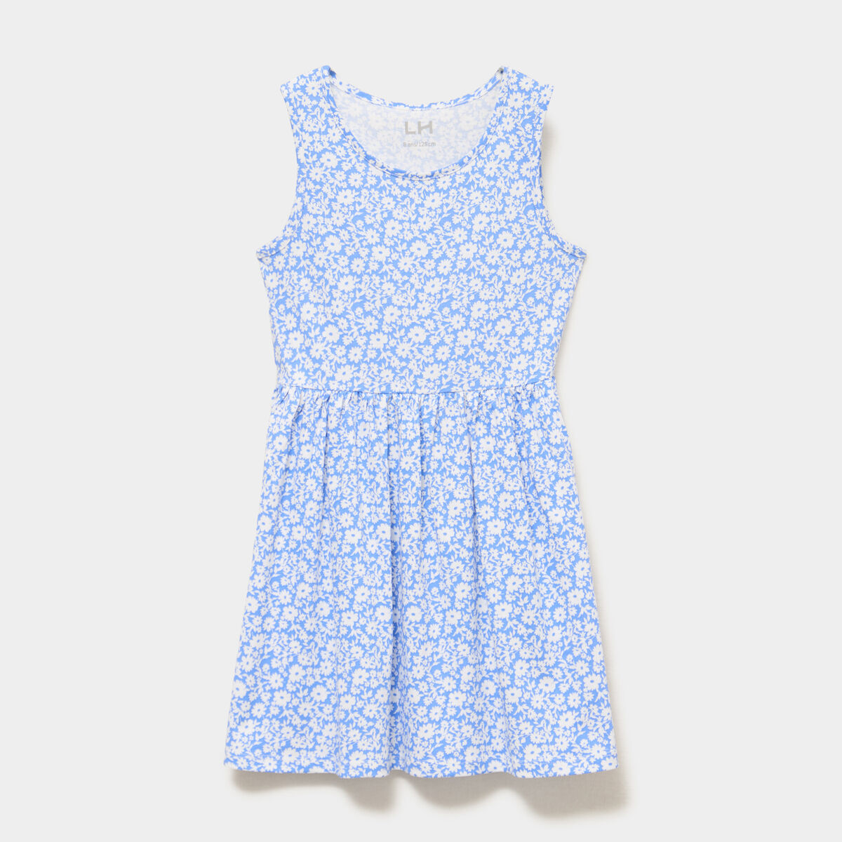 Robe patineuse sans manches coton bleu fille