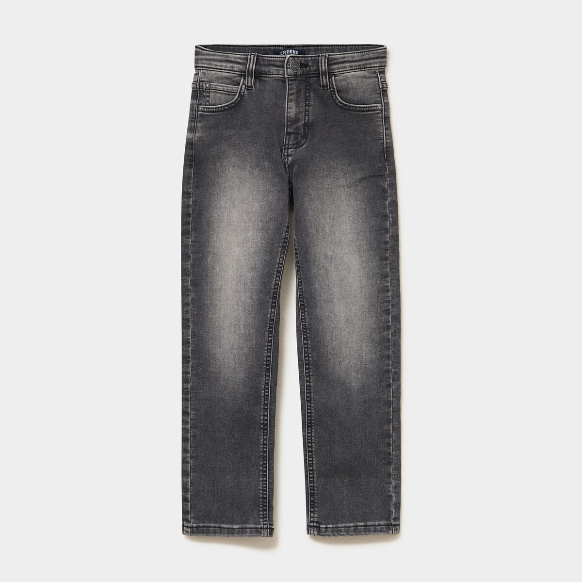 Jeans regular stretch 5 poches denim gris gar&ccedil;on