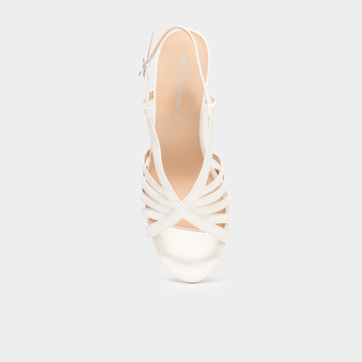 Sandales &agrave; talons avec bride blanc femme