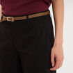 Pantalon chino regular ceinture tress&eacute;e noir femme