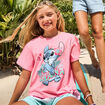 T-shirt noué manches courtes Stitch rose fille