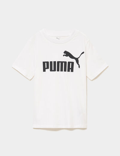 T-shirt manches courtes coton Puma blanc gar&ccedil;on