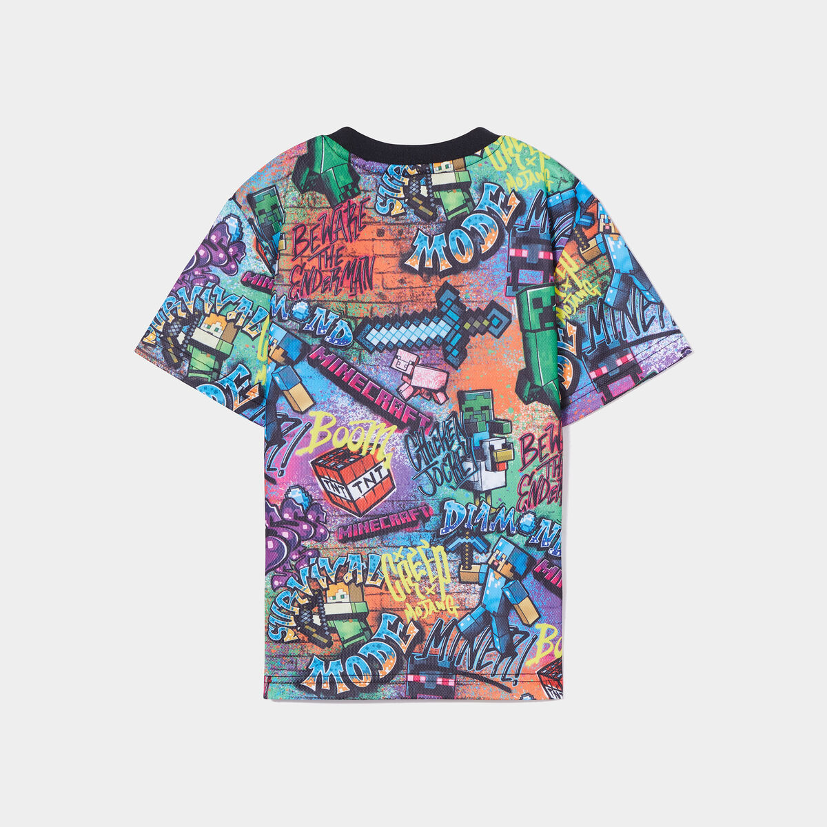 T-shirt Enfant Creeper Minecraft - T-shirt Garçon Noir En