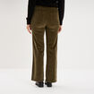 Pantalon &agrave; pont velours 7/8&egrave;me vert kaki femme