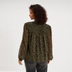 Blouse col tunisien manches longues vert kaki femme