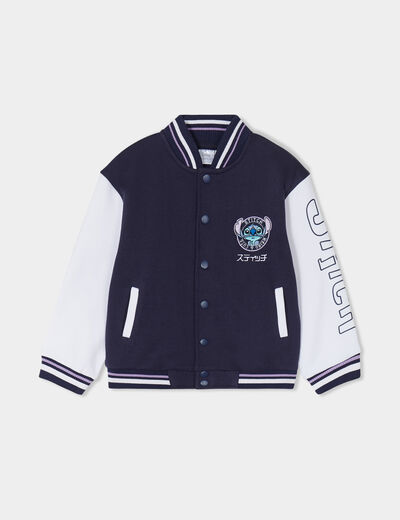 Gilet boutonné col teddy Stitch bleu marine fille