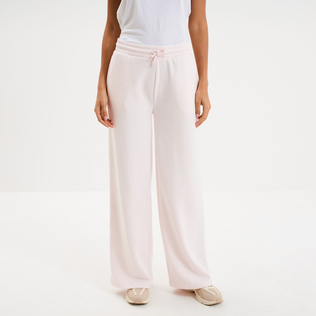 Pantalon jogging large taille &eacute;lastiqu&eacute;e rose clair femme