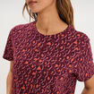 T-shirt coton col rond manches courtes bordeaux femme