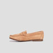 Mocassins aspect suédine en cuir beige femme