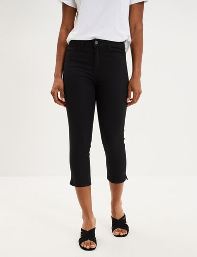 Pantacourt slim twill 5 poches noir femme