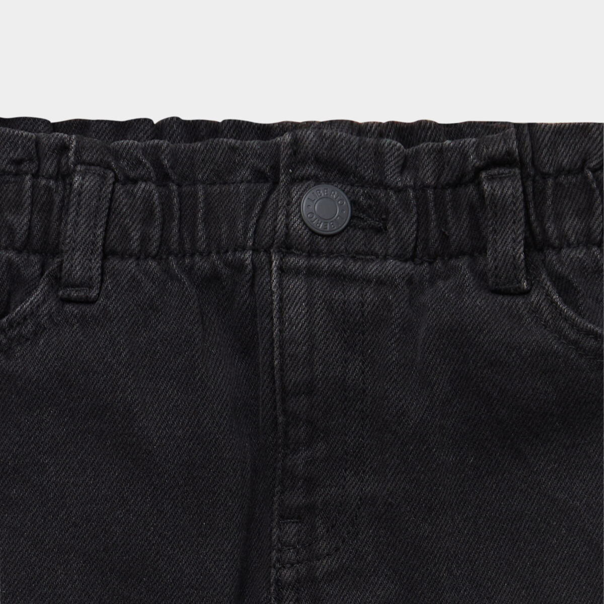 Jupe courte en jean taille &eacute;lastiqu&eacute;e denim noir fille