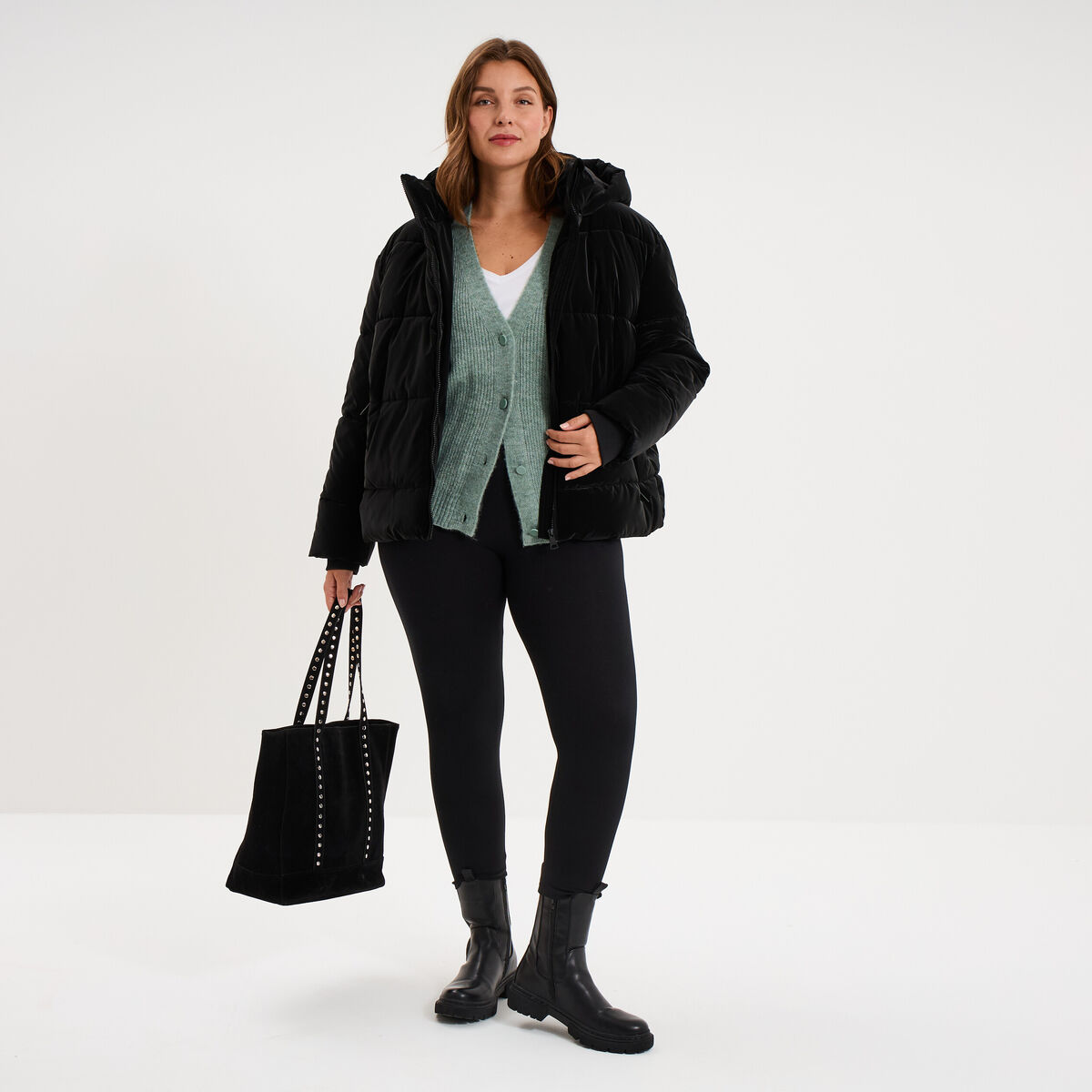 Legging corsaire taille &eacute;lastiqu&eacute;e noir femme grande taille