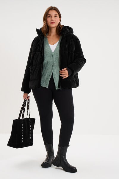Legging corsaire taille &eacute;lastiqu&eacute;e noir femme grande taille