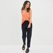 Débardeur épaules macramé col en V orange corail femme