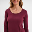 T-shirt coton col rond manches longues bordeaux femme