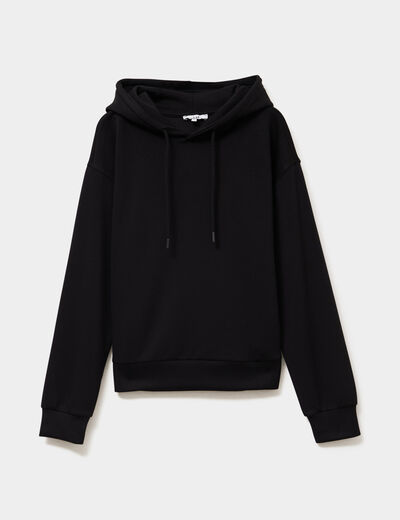 Sweat hoodie manches longues à capuche noir femme
