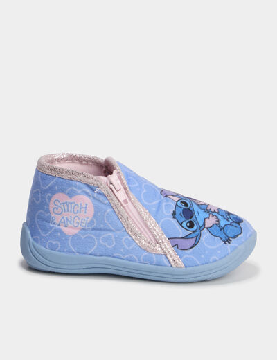 Chaussons bottillons zipp&eacute;s Stitch bleu b&eacute;b&eacute; fille