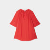 Blouse manches papillons col tunisien rouge femme