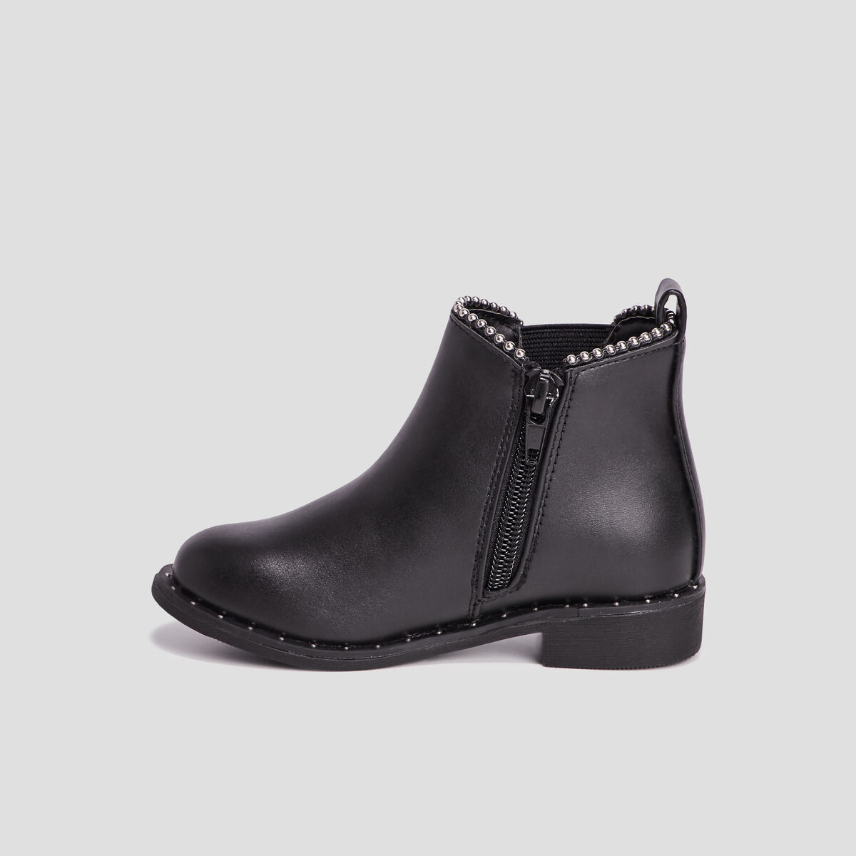 Bottines chelsea zippées à clous noir fille