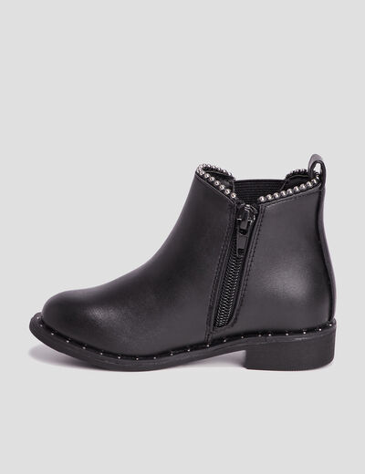 Bottines chelsea zippées à clous noir fille