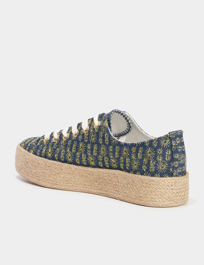 Tennis basses semelles en corde bleu femme