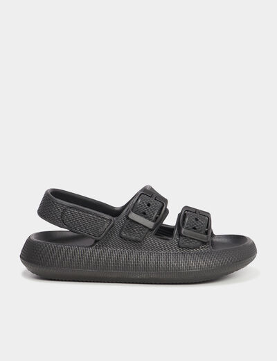 Mules de plage avec boucles noir garçon