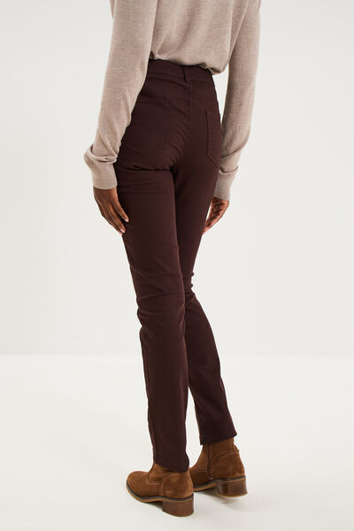Pantalon slim stretch marron fonc&eacute; femme