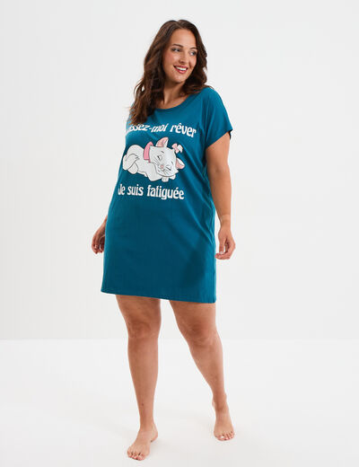 Chemise de nuit Aristochats Marie bleu canard femme grande taille