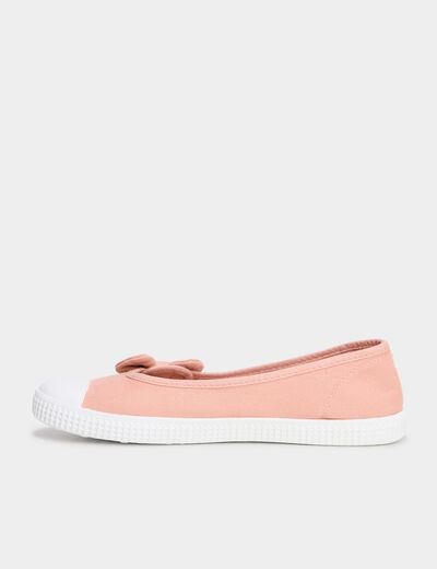 Ballerines en toile avec noeuds rose femme