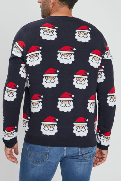 Pull de Noël avec col rond noir homme
