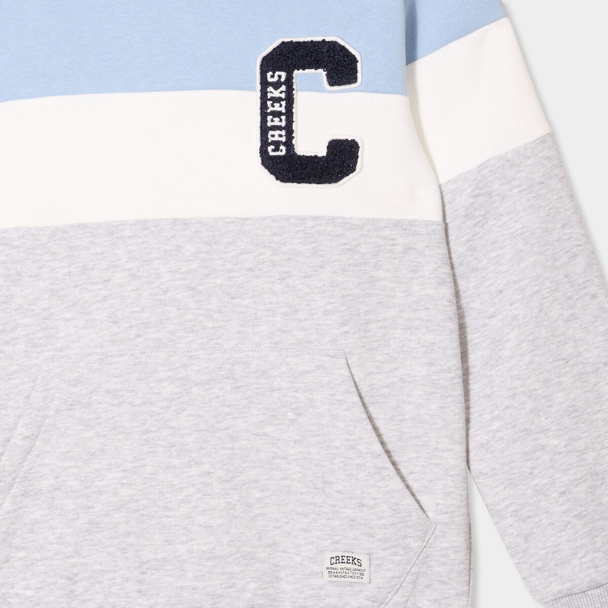 Sweat hoodie manches longues &agrave; capuche bleu ciel gar&ccedil;on
