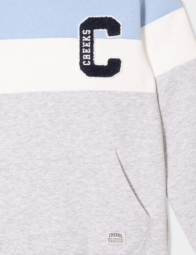 Sweat hoodie manches longues à capuche bleu ciel garçon