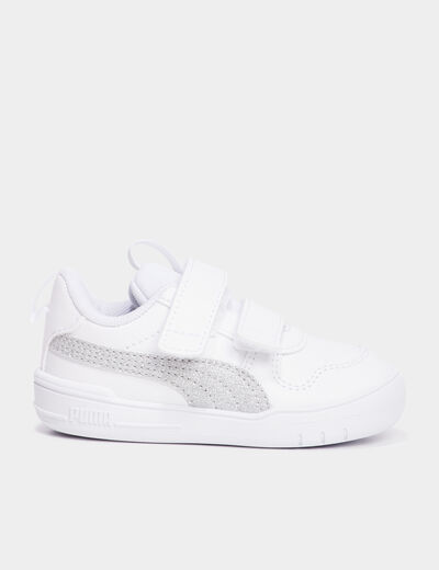 Tennis basses à scratchs Puma Multiflex blanc bébé fille
