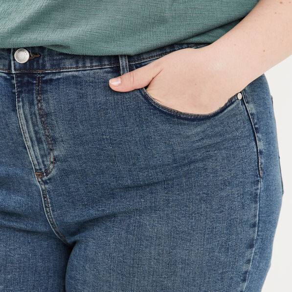 Jeans regular taille haute denim dirty femme grande taille
