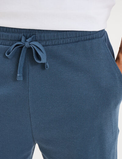 Bermuda textur&eacute; coupe droite coton bleu gris homme