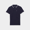 Polo piqu&eacute; coton manches courtes bleu marine homme