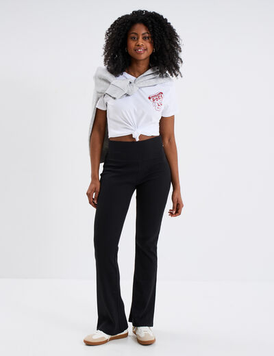 Legging flare stretch taille haute noir femme