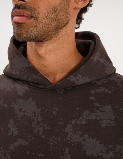Sweat hoodie &agrave; capuche molleton marron chocolat homme