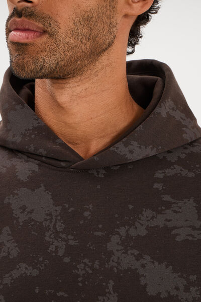Sweat hoodie &agrave; capuche molleton marron chocolat homme