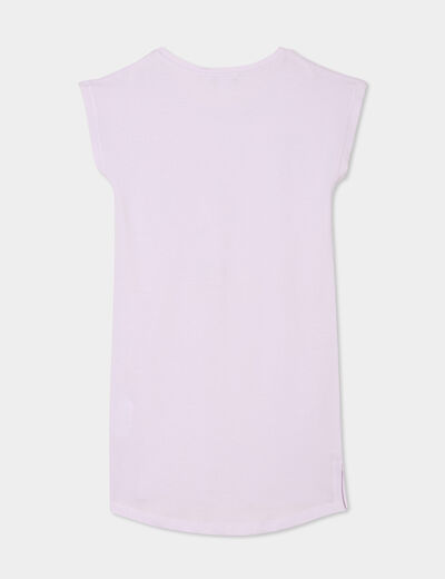 Chemise de nuit manches courtes coton mauve fille